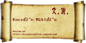Koczán Miklós névjegykártya